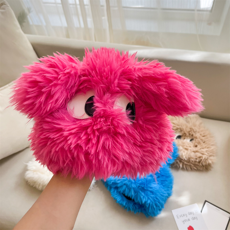 Laste karvane sügis-talvine naljakas multifilm kutsika pullovermüts silmade ja pikkade kõrvadega armas beebiplüüsmütsi trendikas_voghion.com