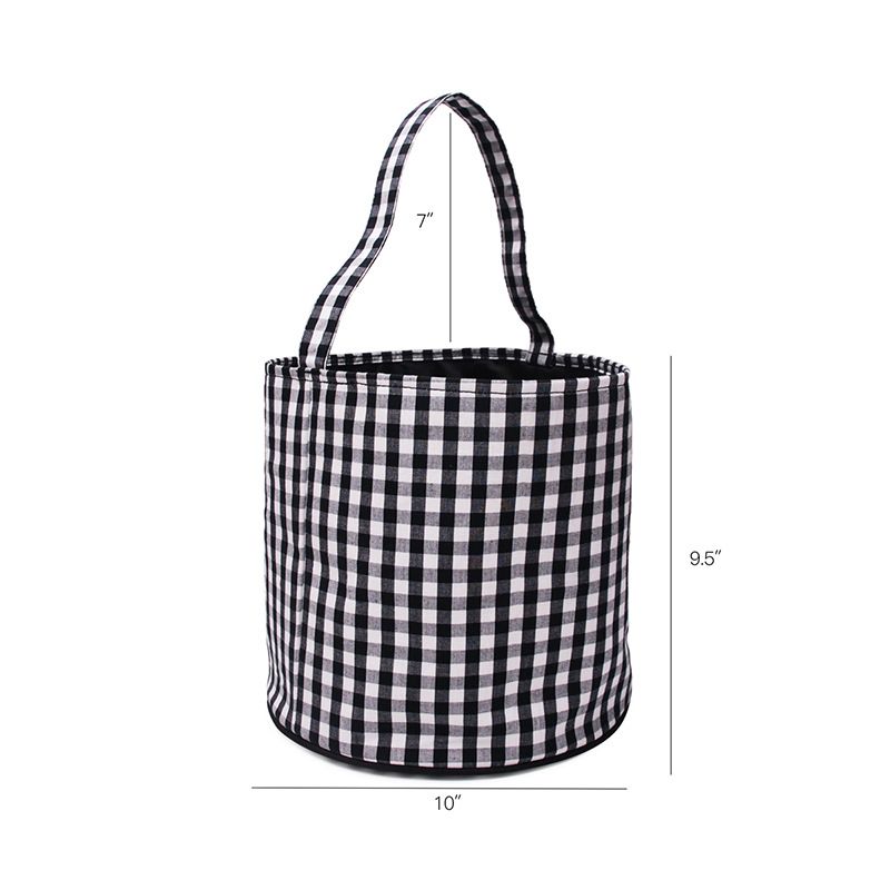 New Halloween candy bag black and white plier cloth hand basket candy storage bucket holiday decoration gift bucket_voghion.com