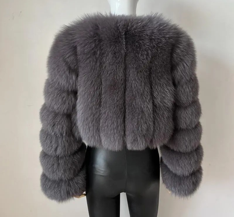 Cappotto da donna in finta pelliccia di volpe, spesso, corto, in finta pelliccia, a maniche lunghe_voghion.com