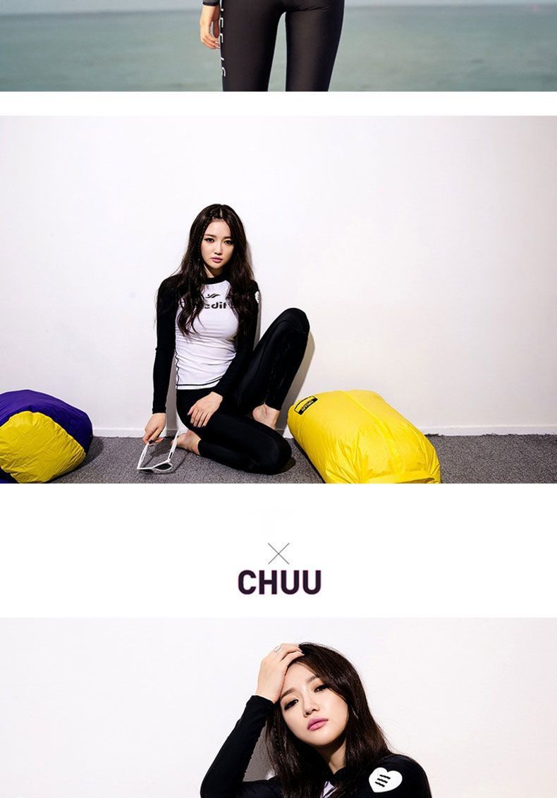 Traje de mergulho feminino coreano, duas peças, manga comprida, proteção solar, secagem rápida, proteção contra erupções cutâneas, casal, mergulho com snorkel, surfe_voghion.com