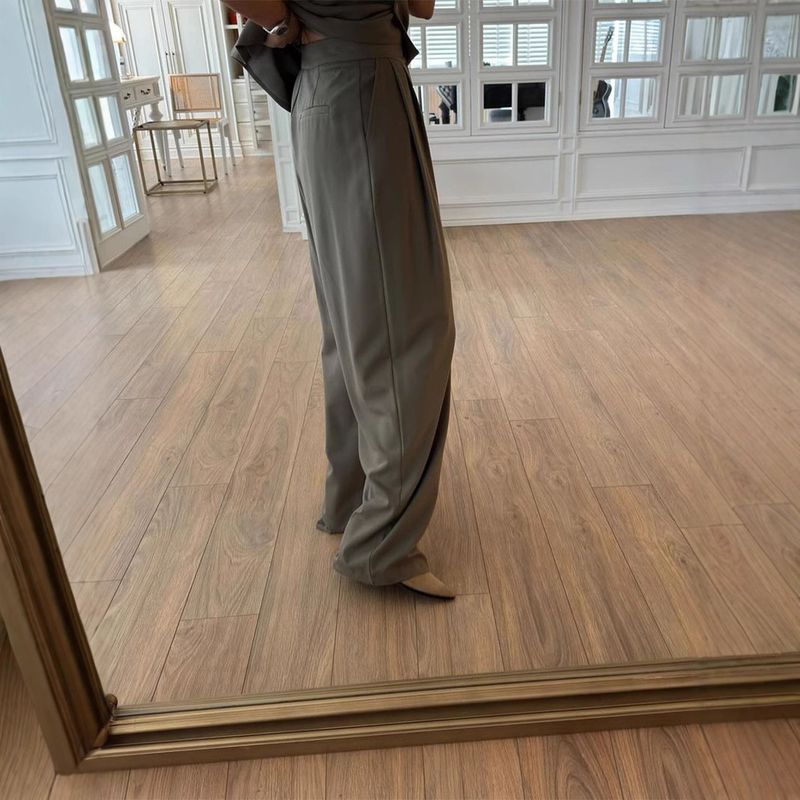 Ensemble deux pièces à la mode, décontracté, col en V, gilet, taille haute, pantalon de costume_voghion.com