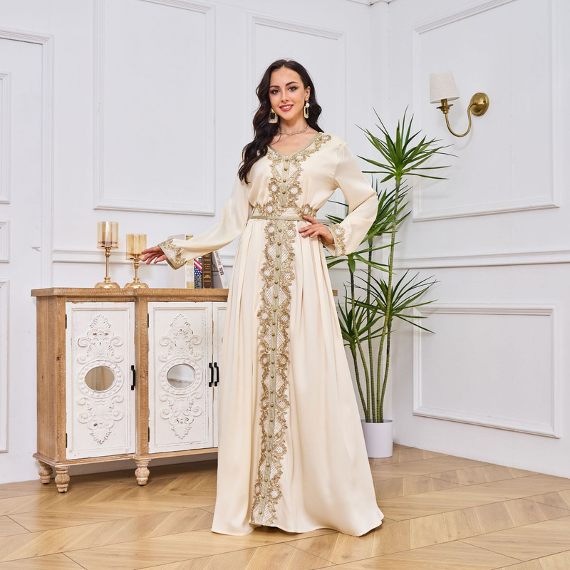 Mt054 Muslimischen Robe frauen Lange Bestickt Temperament Kleid Abaya_voghion.com