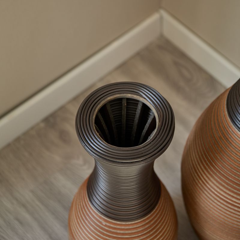 Set Of 3 Designer Floor Vases, Large Vases For Home Decor Flooring, Artificial Rattan Floor Vases, Brown Floor Vases For Living Rooms Or Corridors_voghion.com