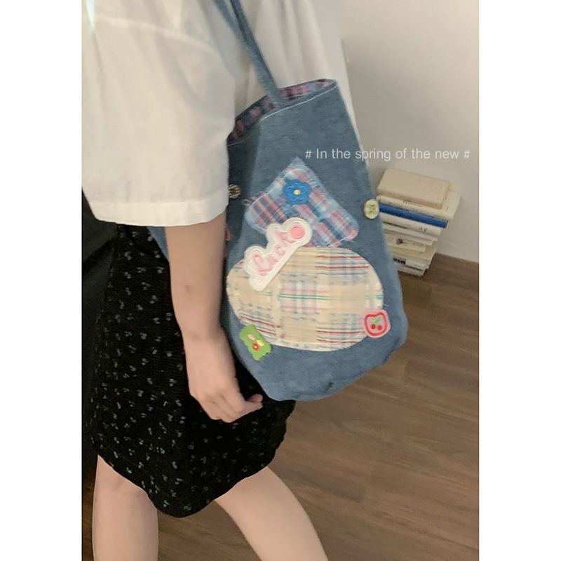Borsa a secchiello estiva versatile e di grande capacità, in tela, per donne, da ascella, 2024_voghion.com