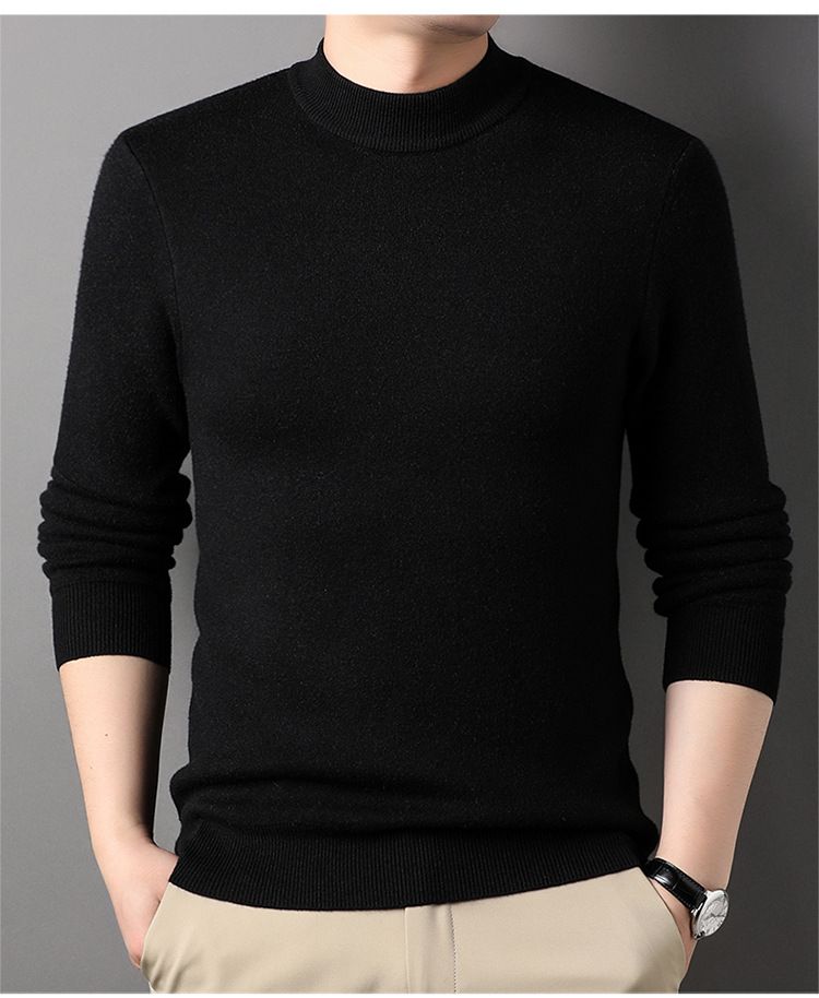 Maglione a collo alto da uomo, semplice e alla moda, maglione base, autunno inverno, casual, versatile, tinta unita_voghion.com