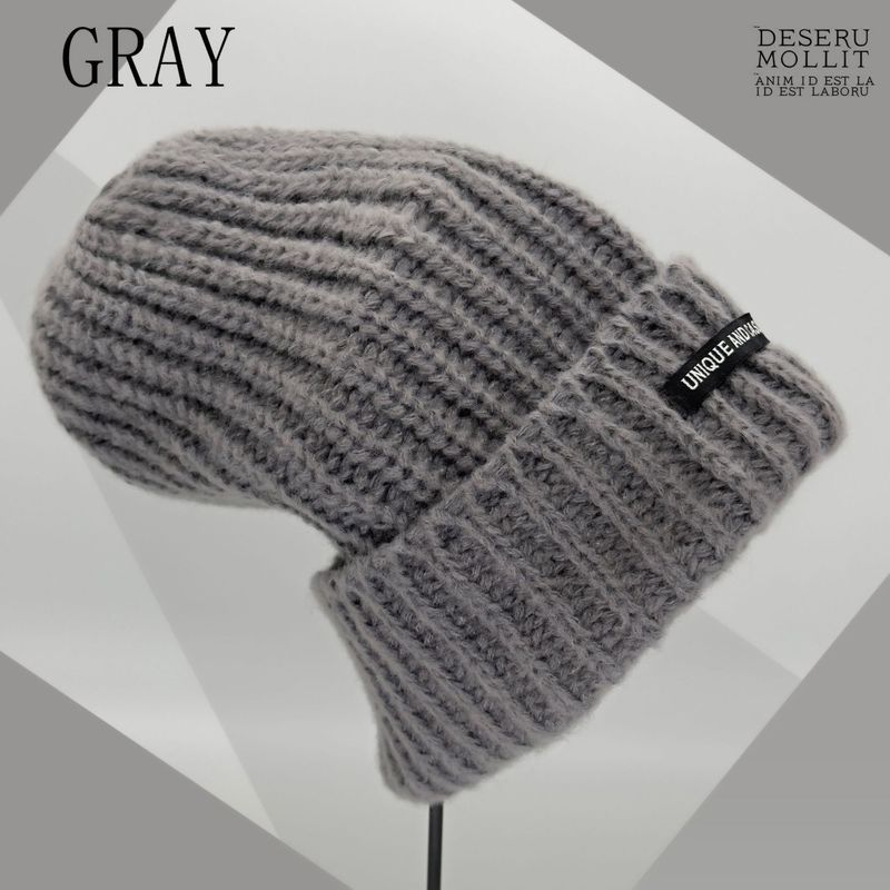 Damen Herbst Winter Mode Koreanischer Stil Gestrickter, lässiger Schnitt, großer Kopfumfang, Wolle, vielseitig, gesichtsschlankmachend, warm_voghion.com