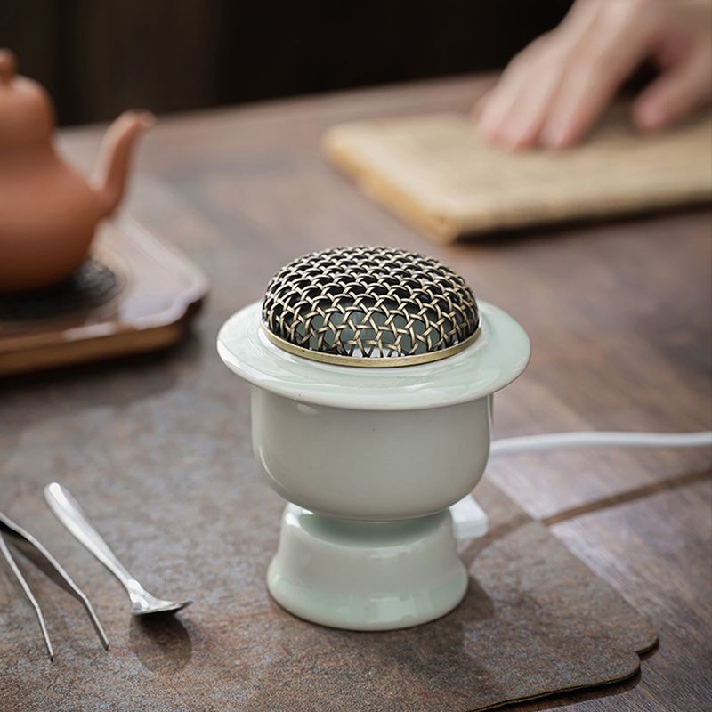 Bruciatore di incenso elettrico ad alta temperatura Celadon, riscaldamento con regolazione della temperatura temporizzata, bruciatore di aromi elettronico specializzato da 110 V_voghion.com