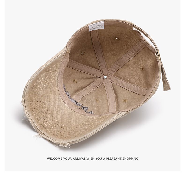 Women's Spring New Outdoor Letter Washed Patch Embroidered Men's Baseball Versatile Breathable Duckbill Cap_voghion.com