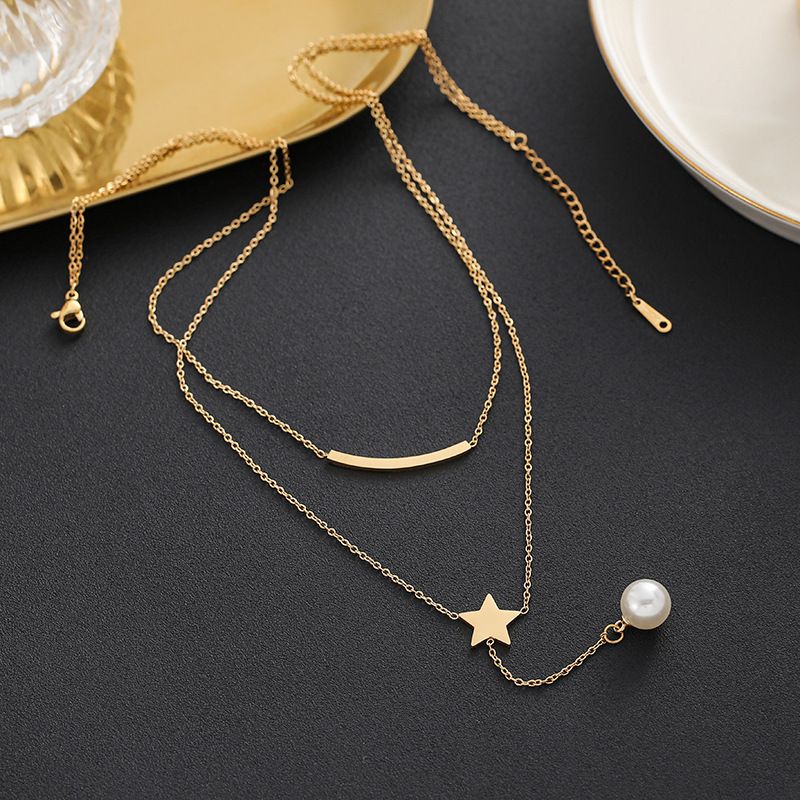 Meichen 2023 New Fashionable Double Layered Niche Design With Collar Chain, Tassel Pearl Pendant Net, Popular 100%_voghion.com