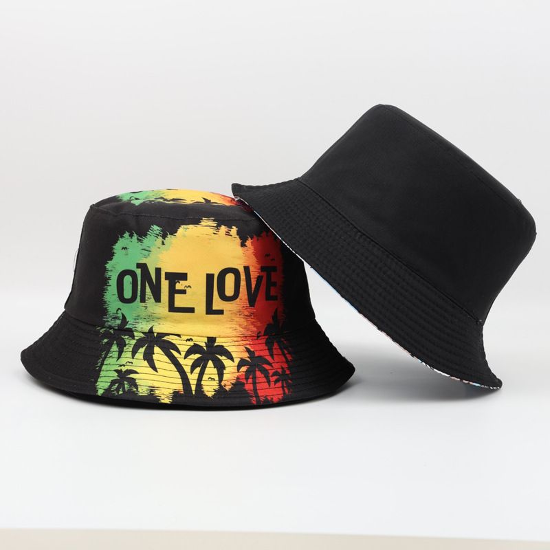 Cappello da pescatore alla moda, versatile, con stampa di palme da cocco, cappello da pescatore, parasole per esterni e protezione solare_voghion.com