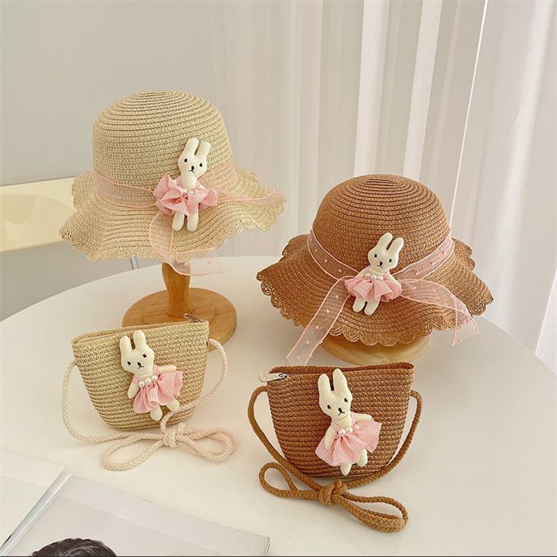 Cappello di paglia per bambini, da principessa, da spiaggia, estivo, sottile, fresco, con protezione solare, per bambine_voghion.com