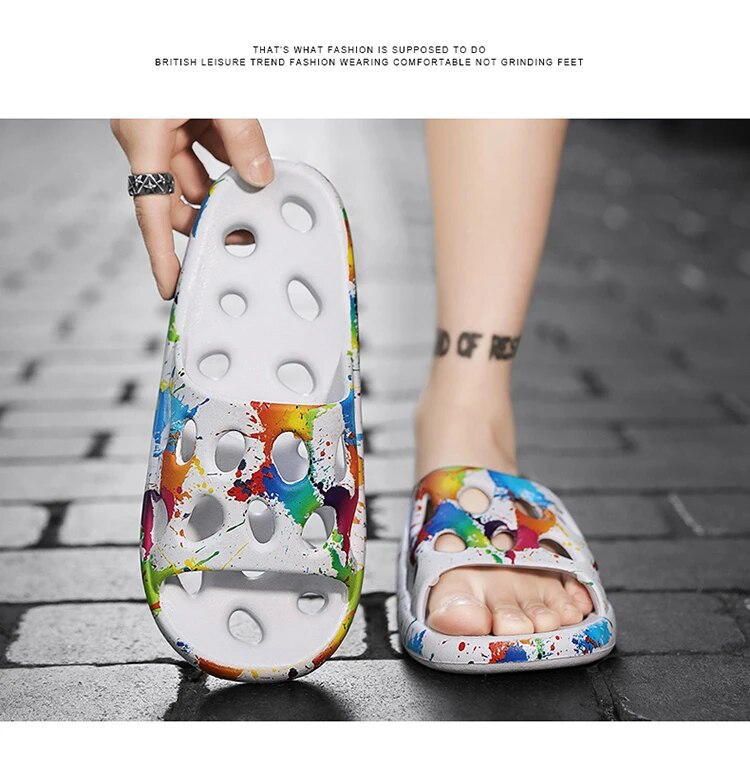 Herren Sommer Strand Rutsche Badezimmer Anti-Rutsch-Hausschuhe Weiche Sandalen Minimalistische Ultraleichte Höhlenschuhe_voghion.com