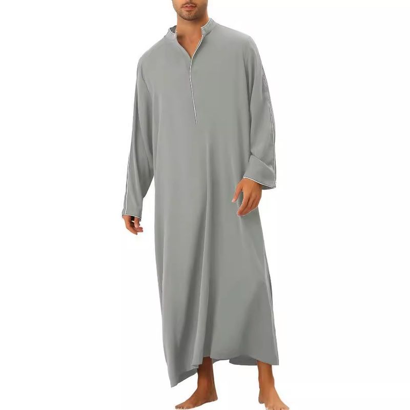 2025 Arab Style Minimalist Long Men's Shirt, Muslim Robe For Men_voghion.com