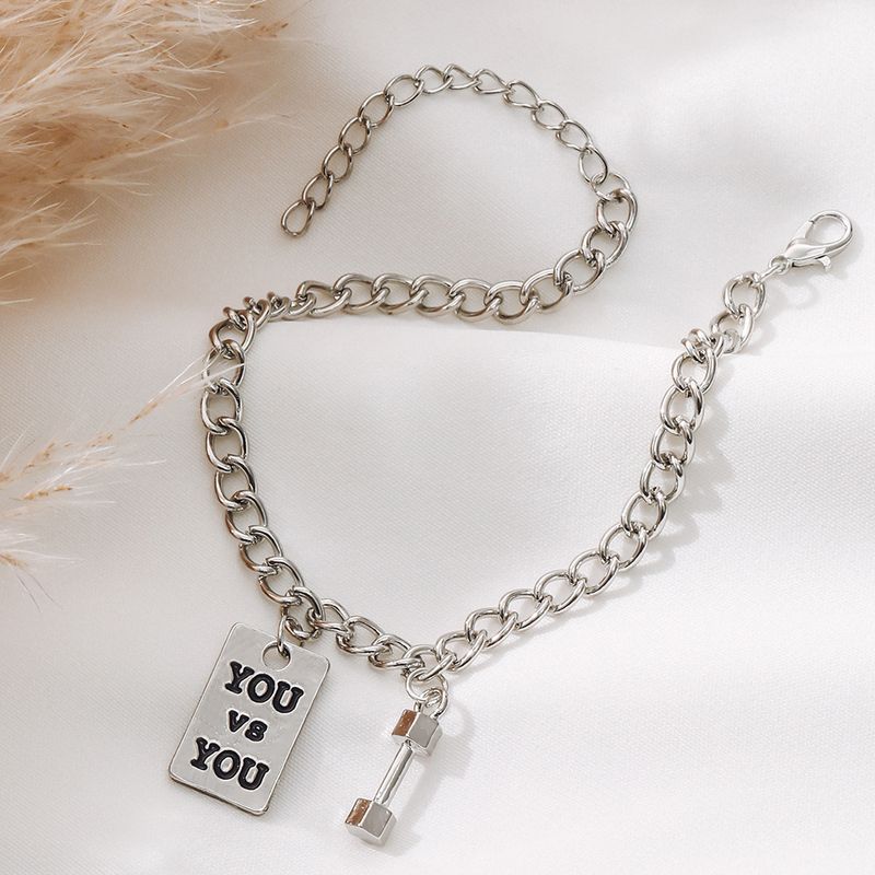 Bracelet haltère carré ajustable personnalisé « YOU Vs YOU » de style Instagram, version coréenne_voghion.com