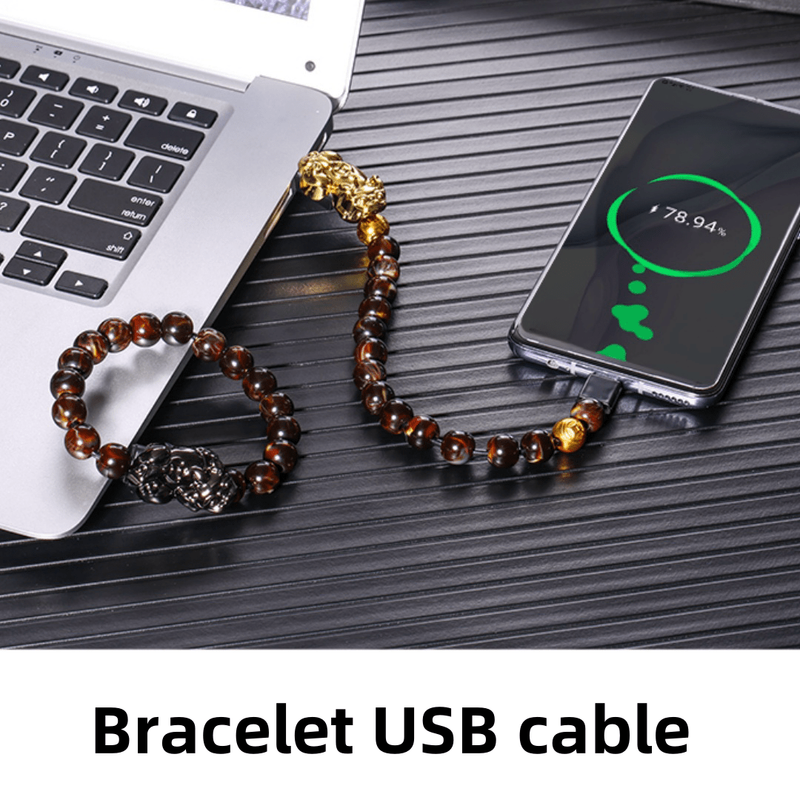 Divatos gyöngykarkötő USB töltőkábel, adatszinkronizáló kábel iPhone/C típusú/Micro USB-hez, hordozható gyorstöltő csuklópánt kábel, akkumulátor nélkül_voghion.com