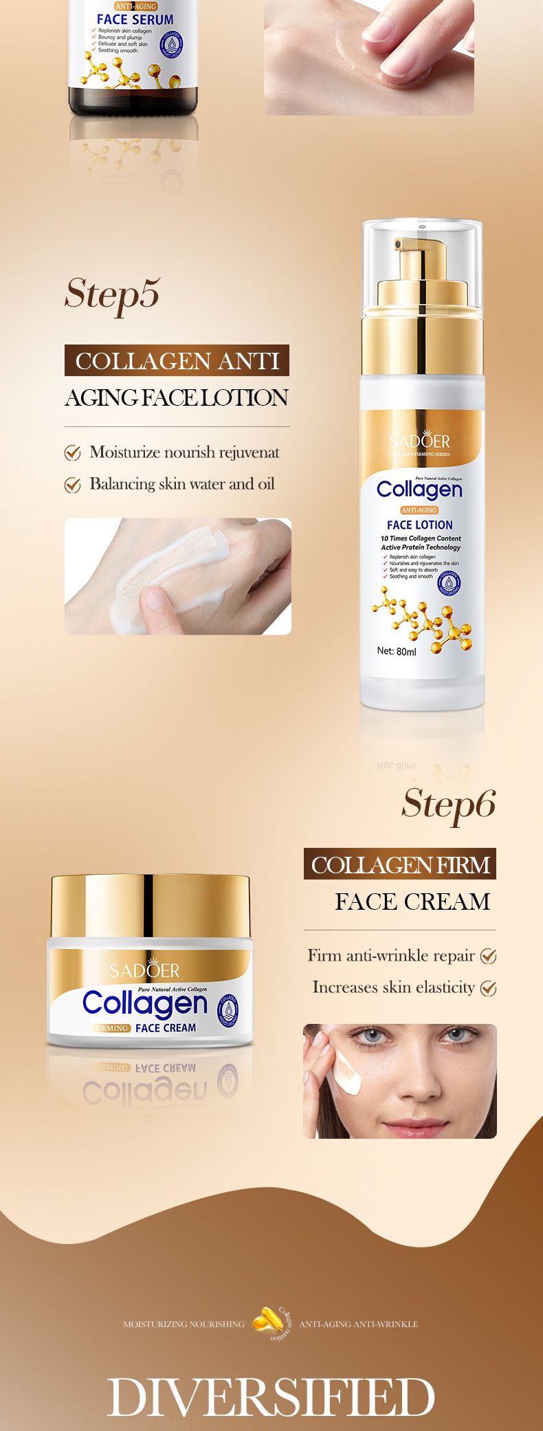 Full English Collagen Firming Skincare 6-Piece Set SADOER Moisturizing Hydration Kit_voghion.com