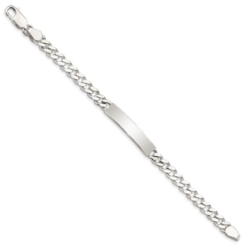 Sterling Silver 8inch Polished Engraveable Curb Link ID Bracelet_voghion.com