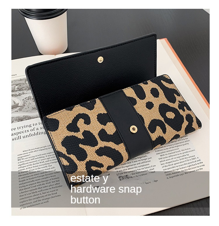 Wallet Women's 2023 New Leopard Print Internet Celebrity Fashion Large Capacity Coin Purse Folding Multi-Card Slot Long Wallet_voghion.com