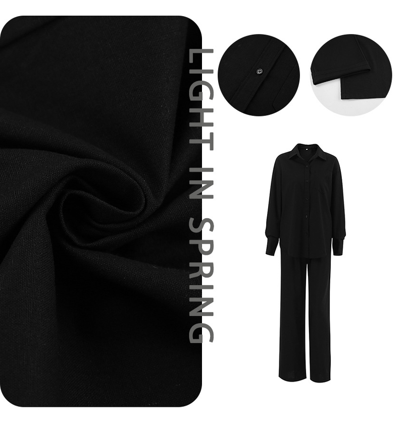 Autumn new design oversize loose casual shirt suit high waist wide leg pants 2023 cross-border Europe and America_voghion.com