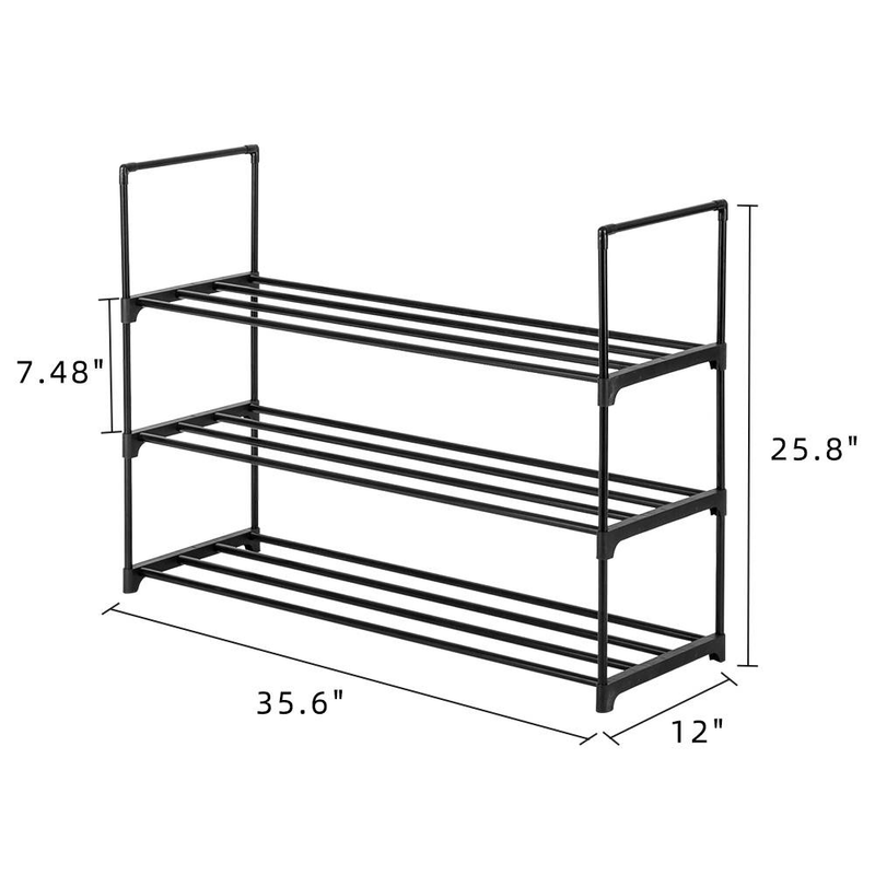 Schuhregal mit 3 Ebenen, Schuhturm, Regal, Aufbewahrungs-Organizer für Schlafzimmer, Eingangsbereich, Flur und Schrank, Farbe: Schwarz_voghion.com
