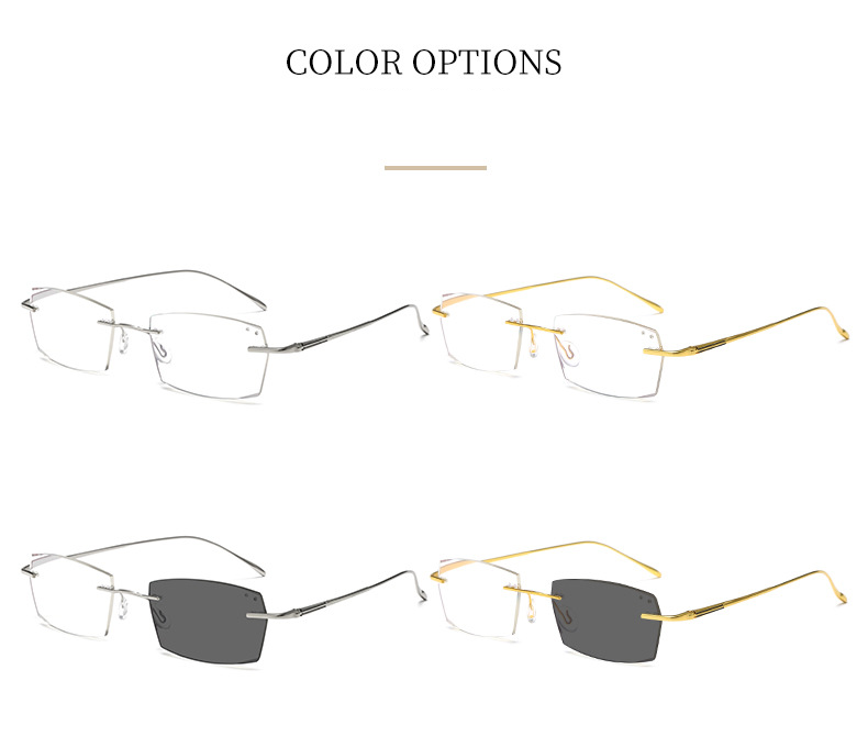 Occhiali da presbiopia unisex con bordo tagliato a luce blu con diamanti e occhiali da presbiopia senza cornice, occhiali da presbiopia per uomo e donna che cambiano colore_voghion.com