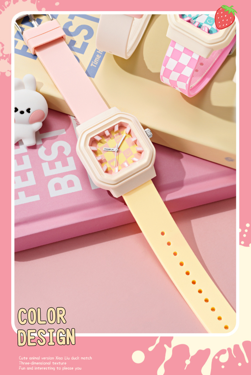 Orologi da donna, stile scolaretta, orologio al quarzo in silicone gelatinoso, carino e divertente, stile dopamina, per bambini_voghion.com