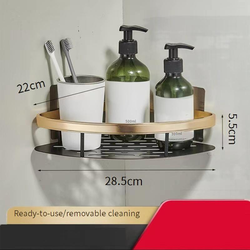 No-Drill Wall Mounted Bathroom Organizer Waterproof Shelf For Shower Toilet Vanity Adhesive Storage Rack For Towels Cosmetics Toiletries_voghion.com