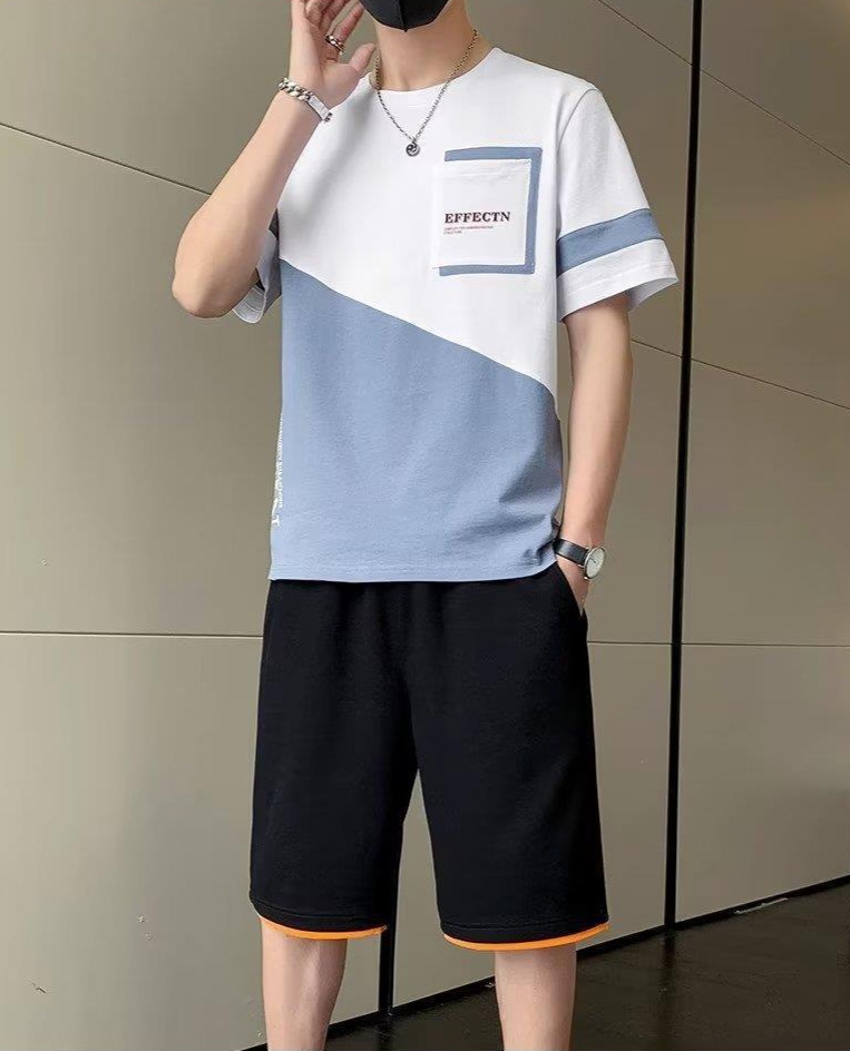 Herrenbekleidung Sommersportanzug Herren Lässiger dünner Kurzarm-Shorts-Zweiteiler Anzug Schnelltrocknende Laufsportbekleidung für Herren_voghion.com