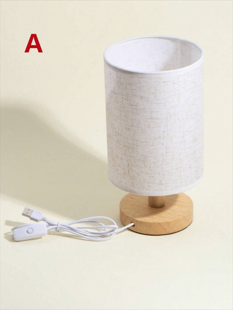 1pc Modern Nordic Wooden Frame Linen Desk Lamp Light In The Bedroom Warm Led Lamp Usb Power Supply Creative Bedside Lamp For Bedroom Living Room_voghion.com
