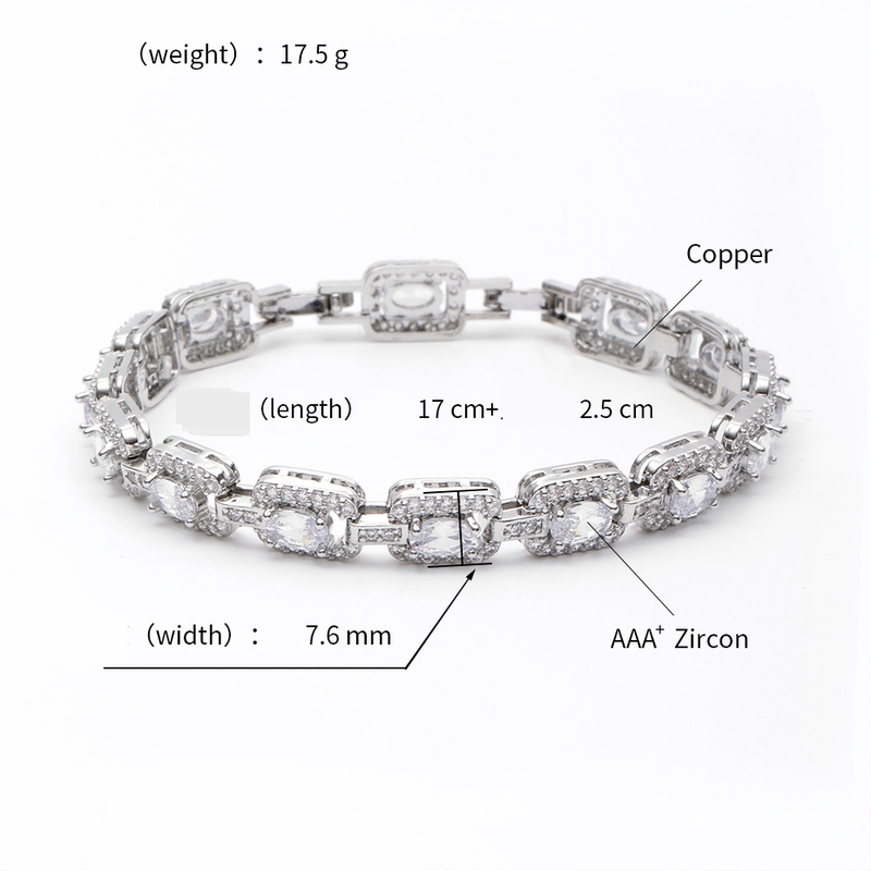 Women's Jewelry Elegant Geometric Zircon Bracelet In Gold Or White Gold Tone, Brass Base With Electroplated Finish, Perfect For Travel And Gifting_voghion.com
