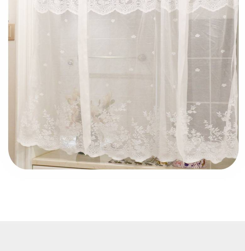 Cortina de porta de voile de renda nórdica – painel transparente de 80% poliéster para estudo, banheiro e espaços comerciais, pronta para pendurar (150x100 cm)_voghion.com