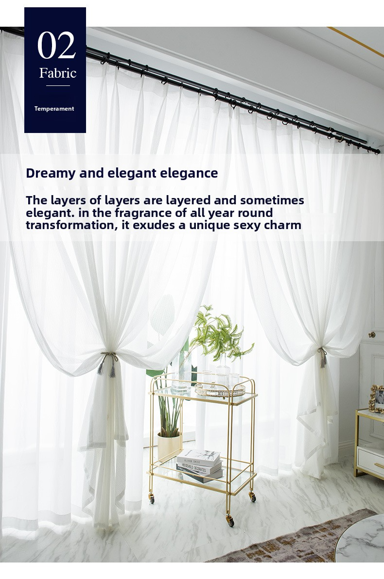 Rideaux en polyester transparent – Rideaux de fenêtre semi-transparents (80 % polyester, filtrage de la lumière, protection de la vie privée, plusieurs styles de suspension)_voghion.com