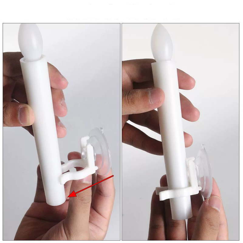 Flameless LED Candle Holder With Suction Cup & Adjustable Pole, Clear PVC Wall-Mounted Base For Secure Decorative Lighting (Plastic, Universal Fit)_voghion.com