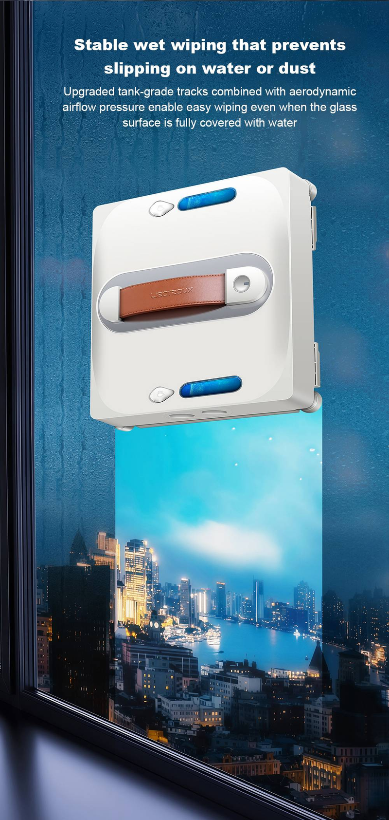 Robot lave-vitres Liectroux S11, jet d'eau 4 directions, navigation intelligente, système de sécurité multiple, fonctionnement sans cadre, télécommande et application._voghion.com