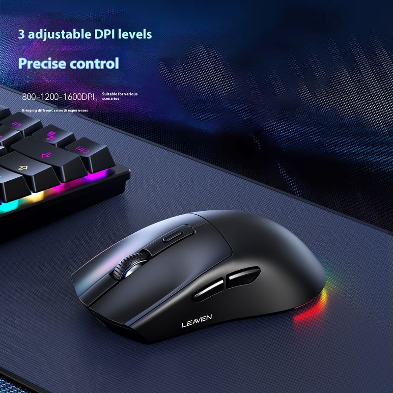 Mouse da gioco wireless con dock di ricarica RGB - Bluetooth e doppia modalità 2.4G, 2000 DPI, 6 velocità regolabili, rotella di scorrimento a 4 vie, design ergonomico_voghion.com