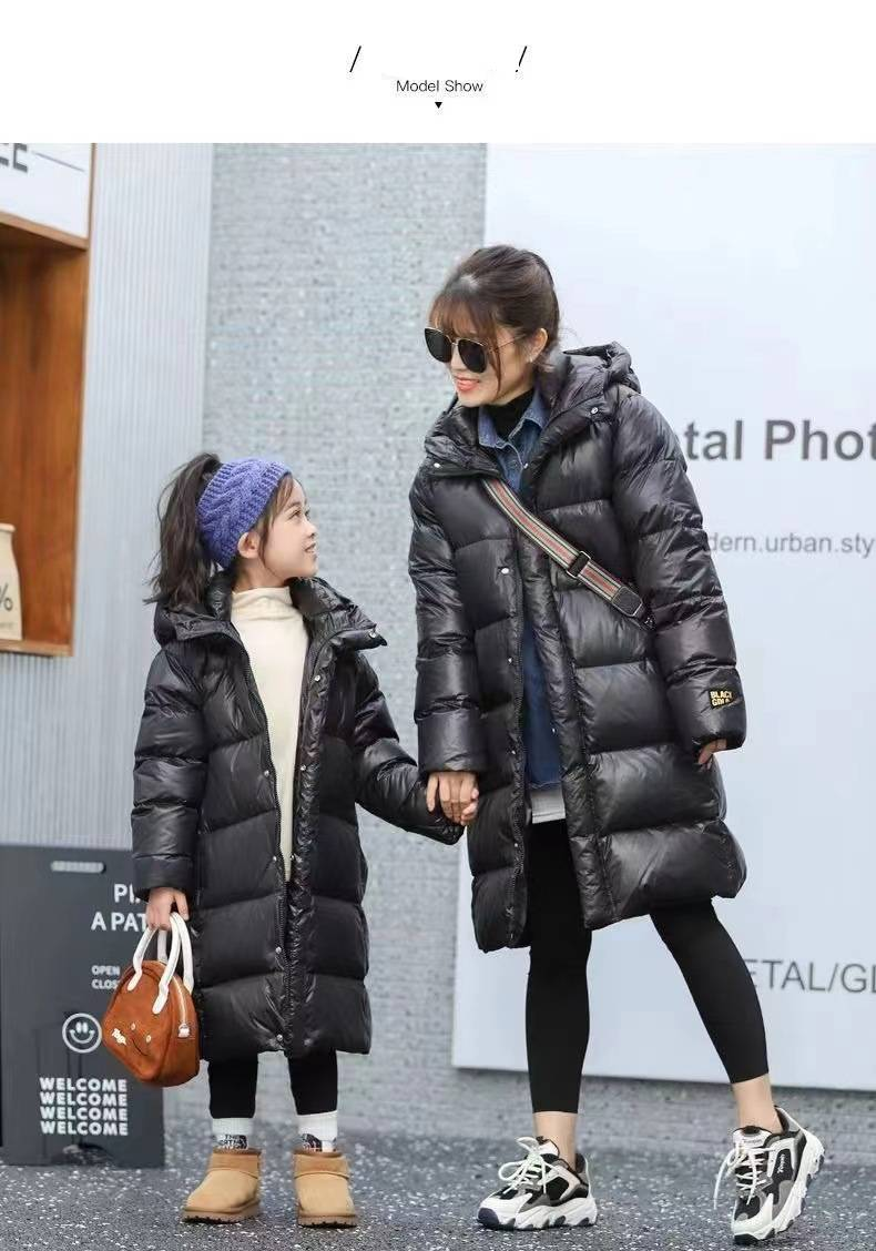 Black Gold Thermal-Lined Long Parka With Self-Heating Floss – Slim Fit Overcoat For Kids & Adults, Windproof & Ultra-Warm Winter Coat_voghion.com