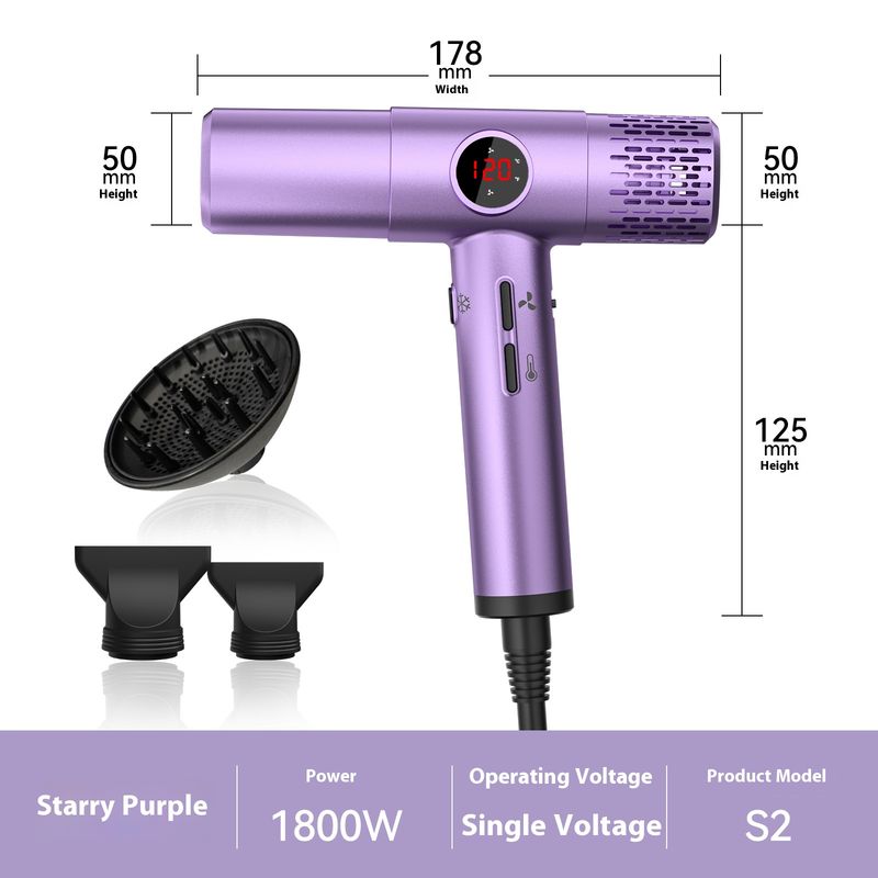 Asciugacapelli professionale da salone con asciugatura rapida, temperatura costante e doppi ugelli - Motore brushless leggero e silenzioso (_voghion.com