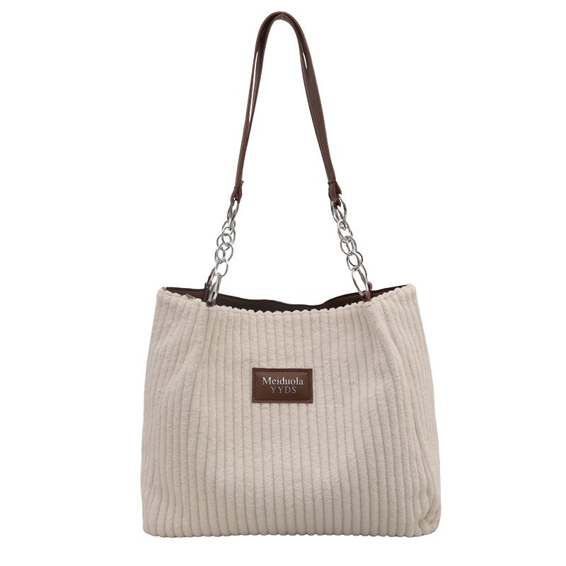 Borsa a tracolla in velluto a coste da donna – Borsa a tracolla di grande capacità con tracolla a catena, elegante e spaziosa per tutti i giorni_voghion.com