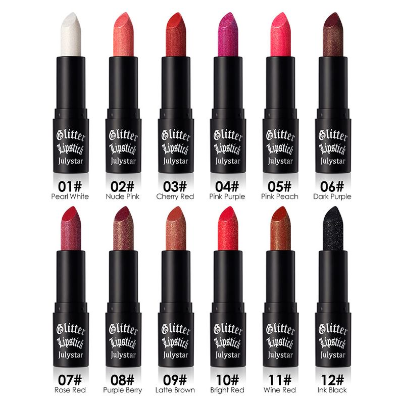 12-color Sparkling Starry Sky Diamond Lipstick, Finely Engraved Sparkling And Lustrous Lip Balm_voghion.com