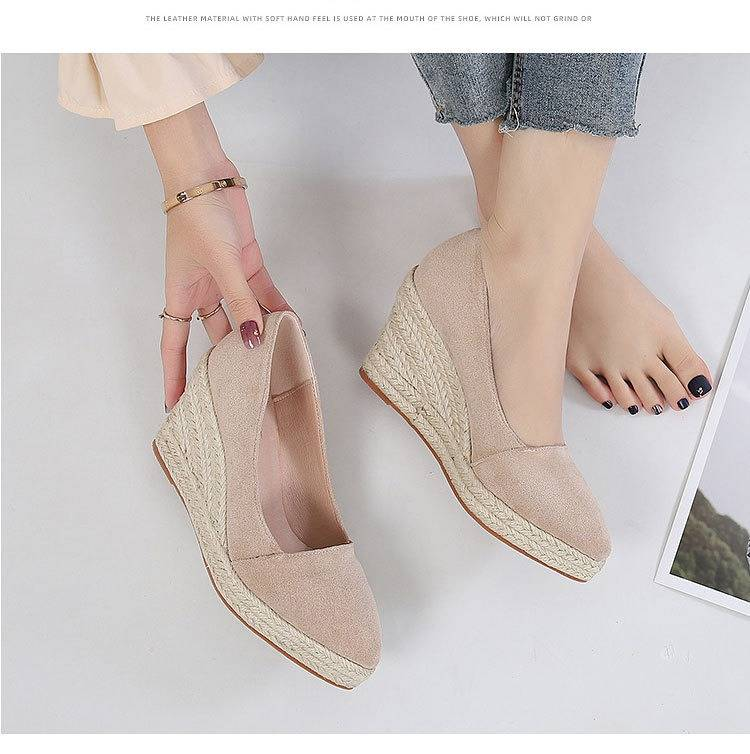 Mocassini con plateau e tacco spesso da donna - Scarpe basse slip-on a punta con fodera traspirante per il lavoro e l'uso quotidiano (nero/marrone chiaro)_voghion.com