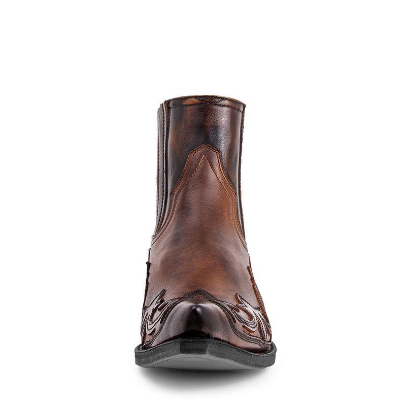 Stivali da cowboy western con tacco alto e punta spazzolata, unisex, stivali a metà polpaccio_voghion.com