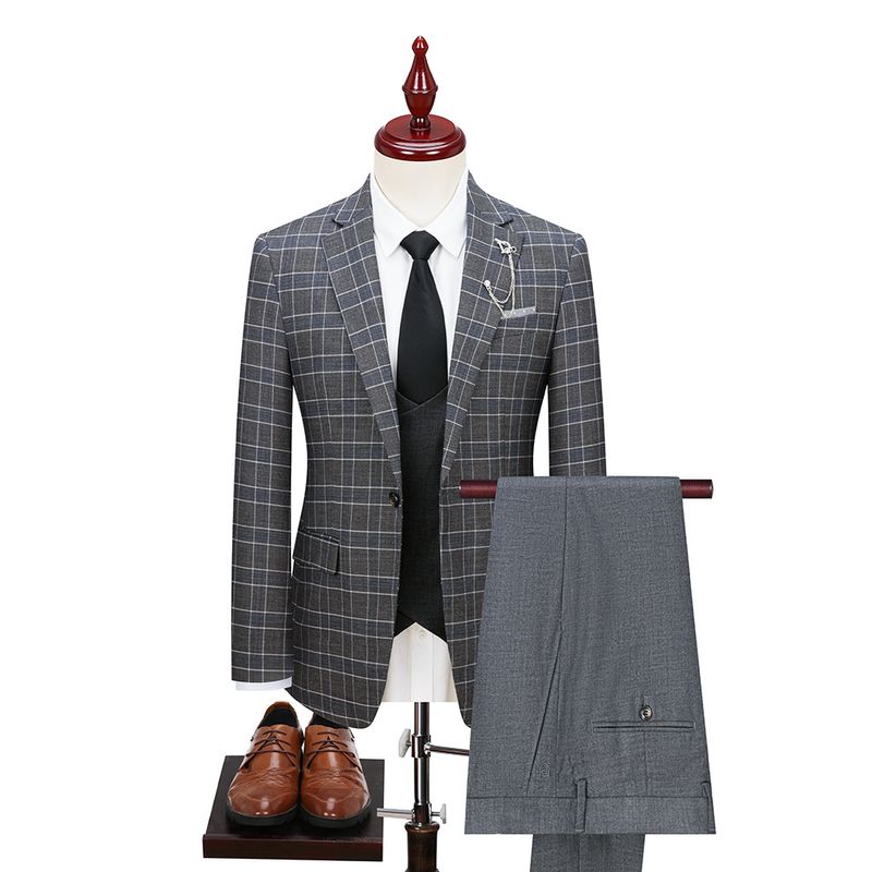 Herrenbekleidung Karierte Anzüge für Männer Business Slim Fit Formelle Anzüge Trauzeuge Bräutigam Hochzeitsanzüge für Männer_voghion.com