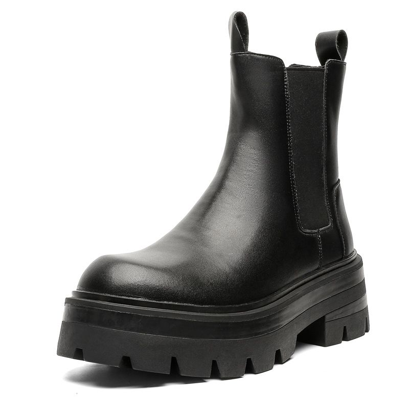 Chelsea Boots Herren Dickbesohlte Innenerhöhung Retro Tooling Lässige Martin Boots Herrenstiefel Derby Boots_voghion.com