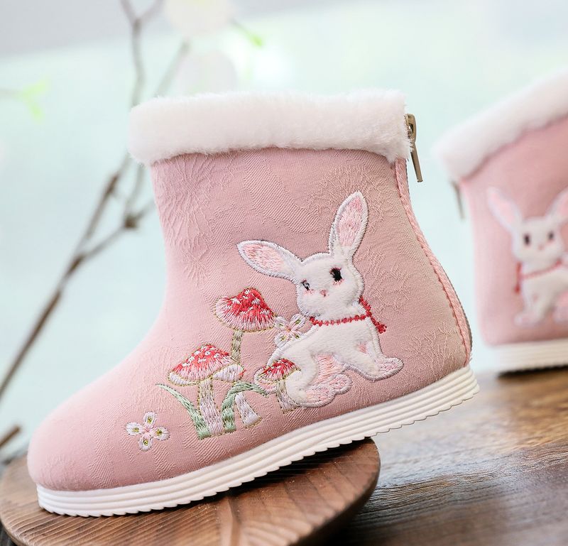 Stivali corti in cotone per bambini, autunno e inverno, in tessuto Hanfu ricamato, taglia S, per spettacoli di danza in stile cinese_voghion.com