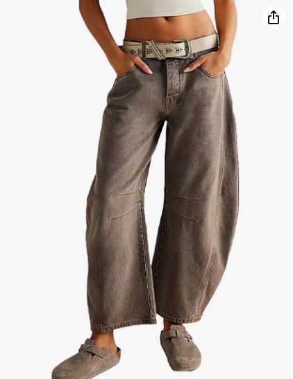 Damkläder, lösa jeans med hög midja, smala stretchiga haremsbyxor Hot Girl Style Byxor med vida ben_voghion.com