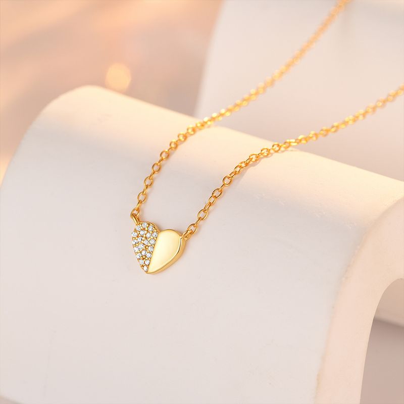 Women's Jewelry S925 Sterling Silver Double Heart Zircon Trendy Clavicle Chain Diamond Studded Temperament High End Necklace_voghion.com