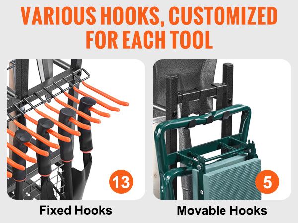 VEVOR Garden Tool Organizer, 16 Slots with Hooks, Yard Tool Tower Rack with Wheels for Garage Organization and Storage, Hold Long-Handled Tool/Rake/Br_voghion.com