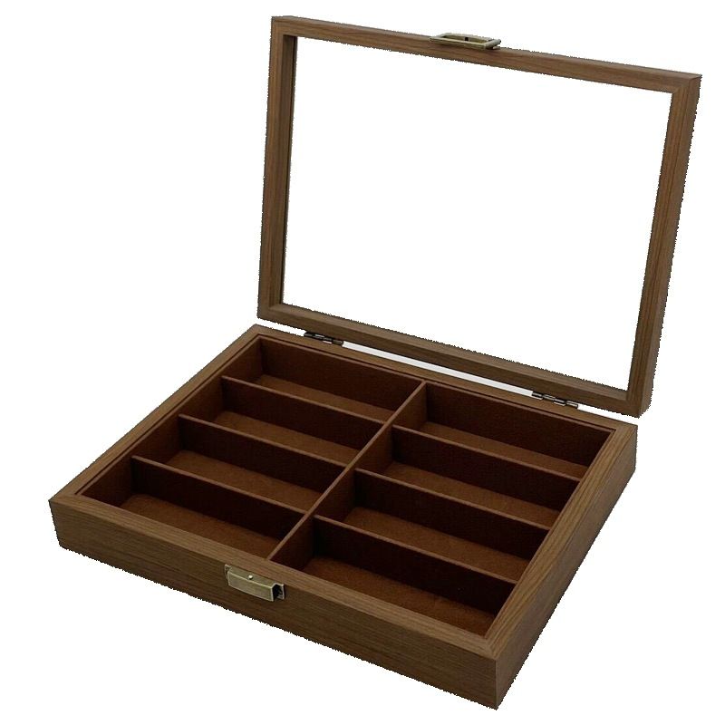 Hjem og hage Svart valnøtttre 8-bits briller Oppbevaring Collection Display Box 8 Bit Solbriller Oppbevaringsboks_voghion.com