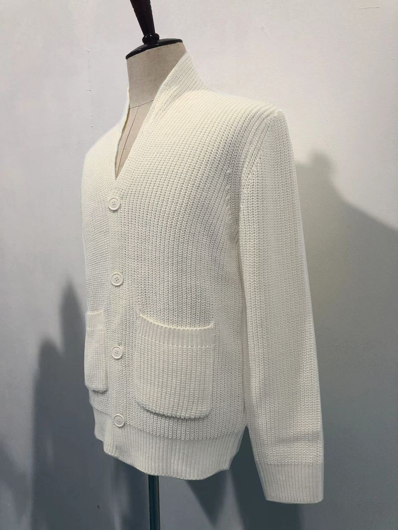 Clothing European American Fashion Cardigan Long-Sleeved Loose Solid Color Pocket Button Slim Fit Men's Autumn And_voghion.com