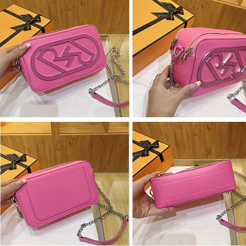 Niche Design Crossbody Trendy Camera Shoulder Bag, Letter Decor Square Bag & Purse_voghion.com
